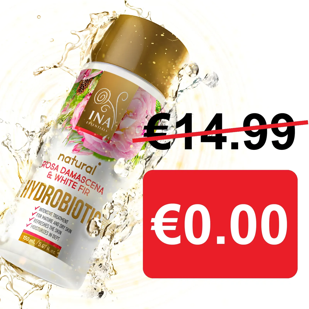 + Подарък Hydrobiotic - Роза, Бяла ела и Лимонова кора - интензивна Anti-Age грижа