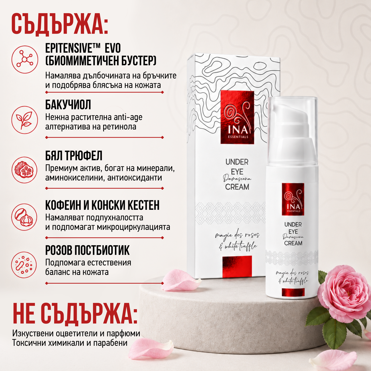 Премиум Anti-Age Околоочен Крем с Роза - Купете 2, Вземете 1 Безплатно