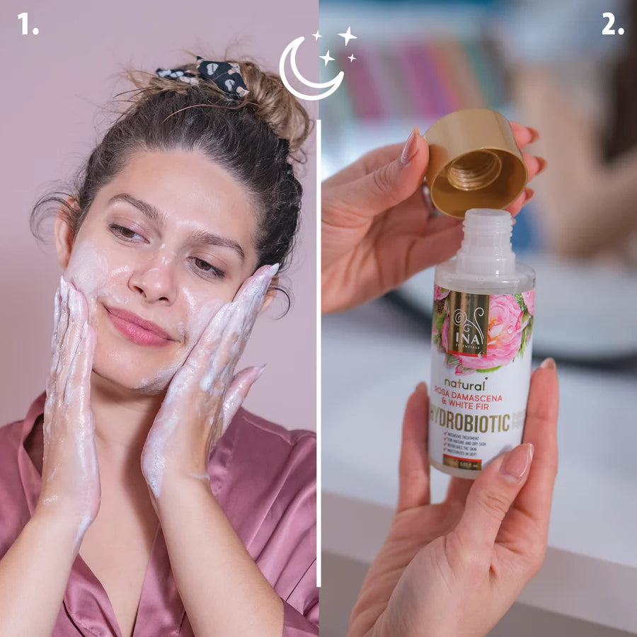 Nächtliche Gesichtspflege Hydrobiotic mit Rose, Weißtanne und fermentierter Zitronenschale