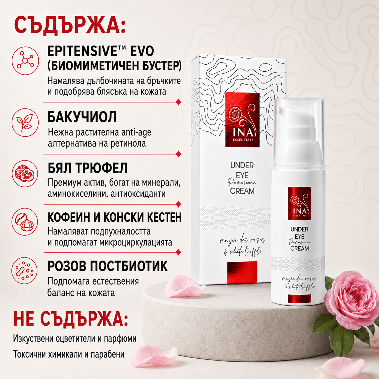 Премиум Anti-Age Околоочен Крем с Роза - Rose Eye Lift